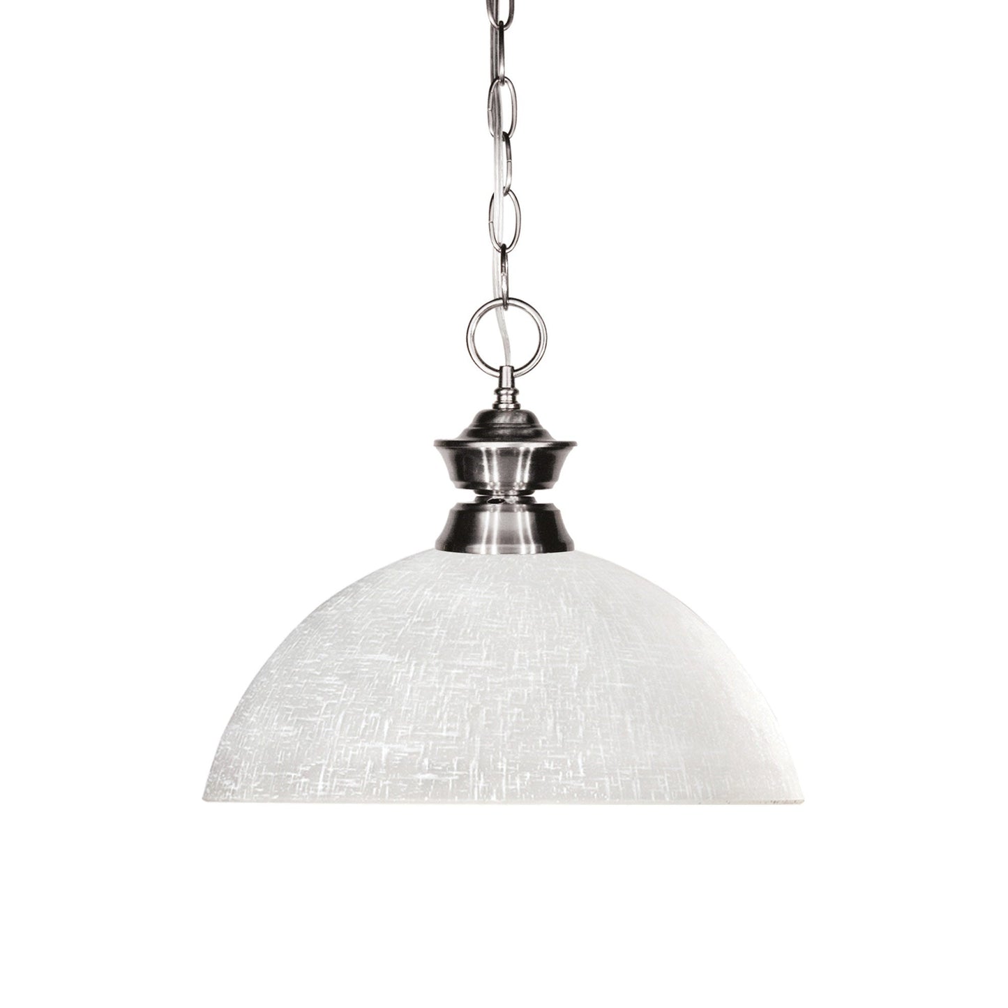 Shark Dome Pendant Light in Brushed Nickel/White Linen.