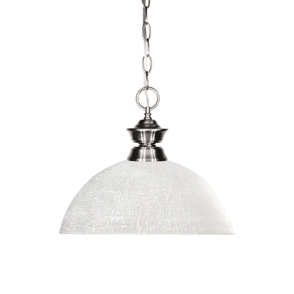 Shark Dome Pendant Light in Brushed Nickel/White Linen.
