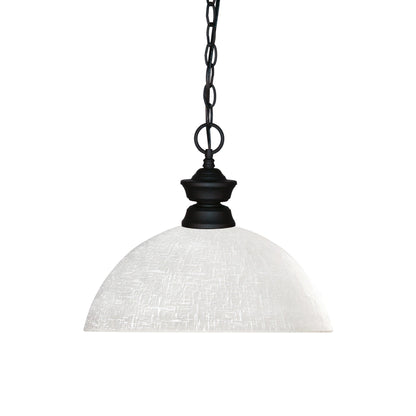 Shark Dome Pendant Light in Matte Black/White Linen.