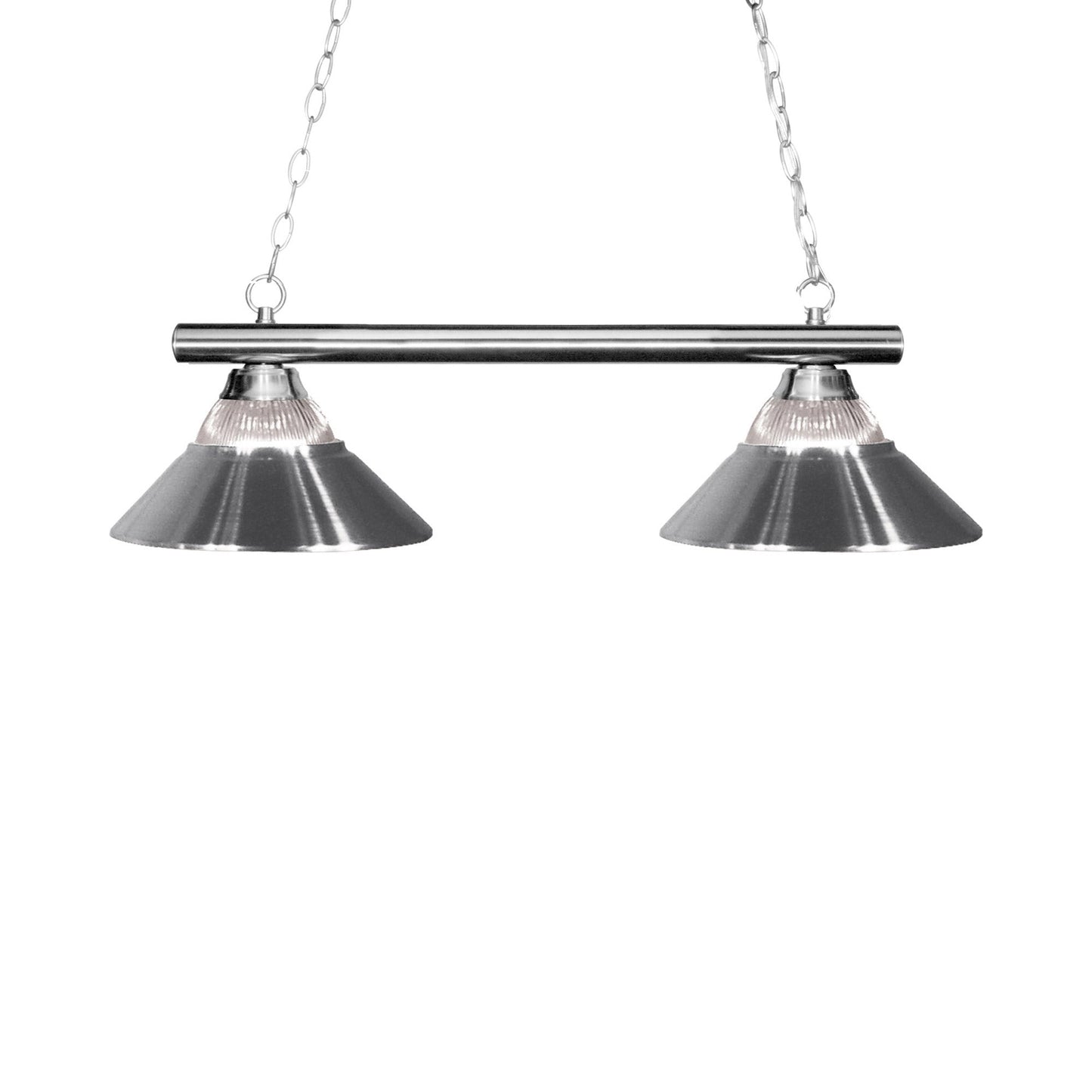 Sharp Shooter Billiard Pendant Light in Chrome/Clear Ribbed/Chrome (2-Light).