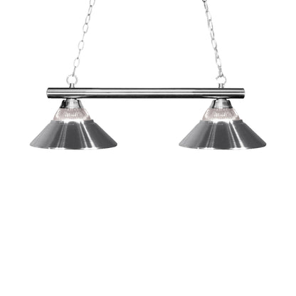 Sharp Shooter Billiard Pendant Light in Chrome/Clear Ribbed/Chrome (2-Light).