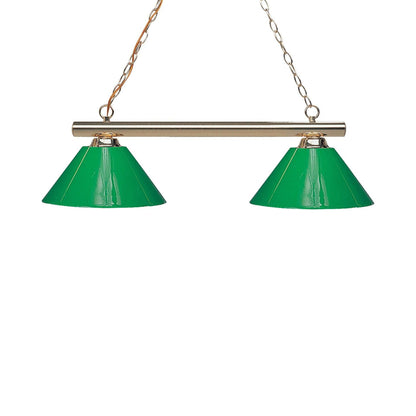 Sharp Shooter Billiard Pendant Light in Polished Brass/Green (2-Light).