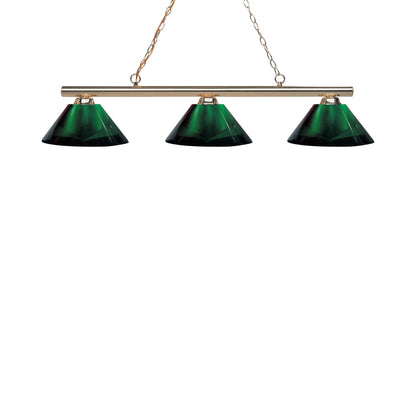 Sharp Shooter Billiard Pendant Light in Polished Brass/Acrylic Green  (3-Light).
