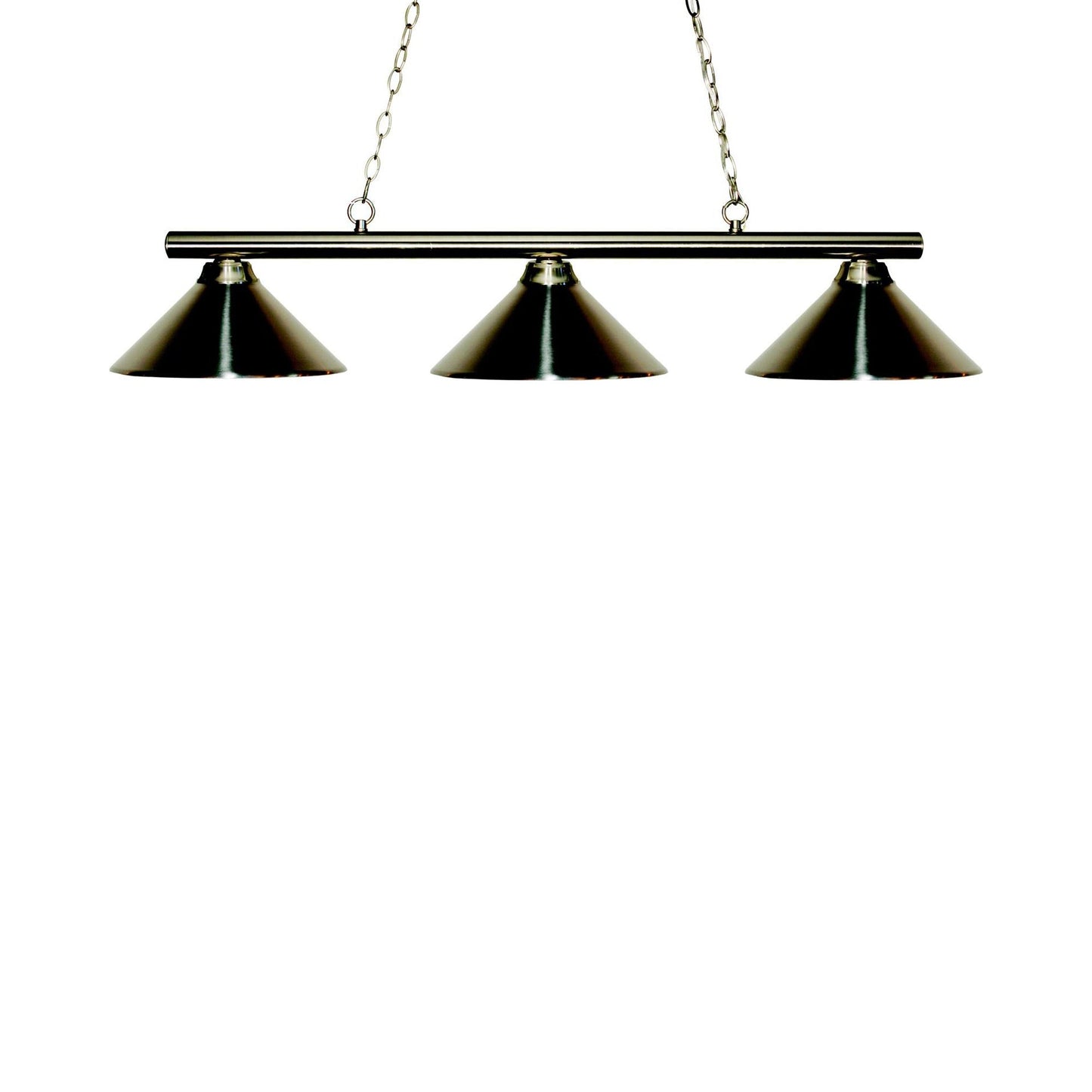 Sharp Shooter Billiard Pendant Light in Brushed Nickel/Brushed Nickel (3-Light).