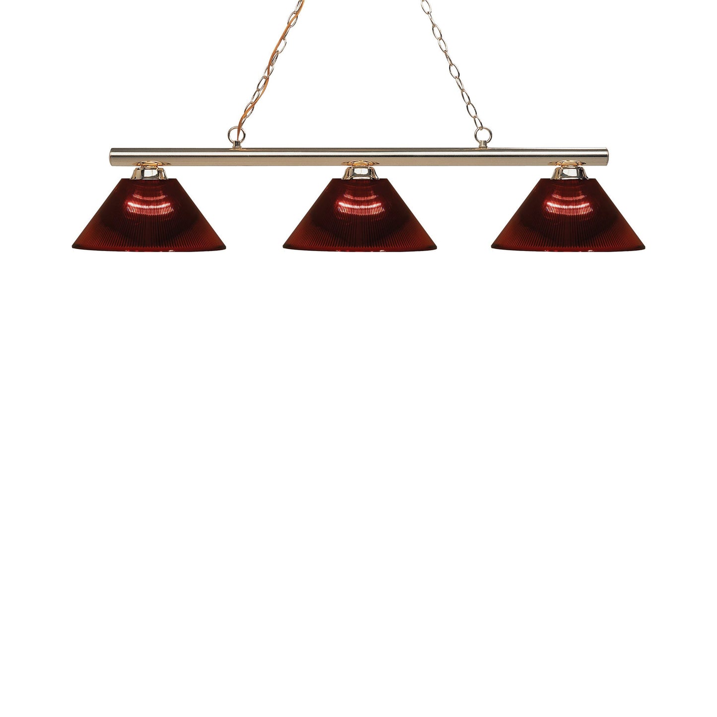 Sharp Shooter Billiard Pendant Light in Polished Brass/Burgundy (3-Light).