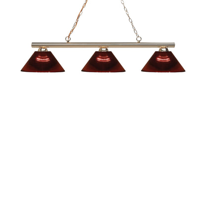 Sharp Shooter Billiard Pendant Light in Polished Brass/Burgundy (3-Light).