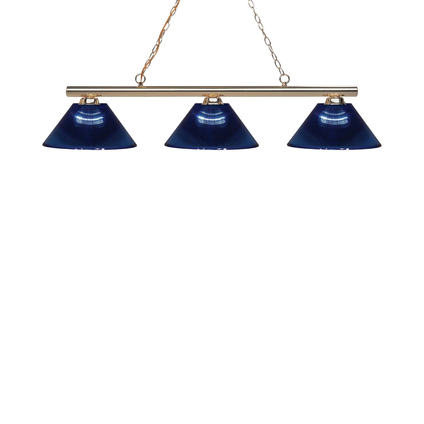 Sharp Shooter Billiard Pendant Light in Polished Brass/Dark Blue (3-Light).