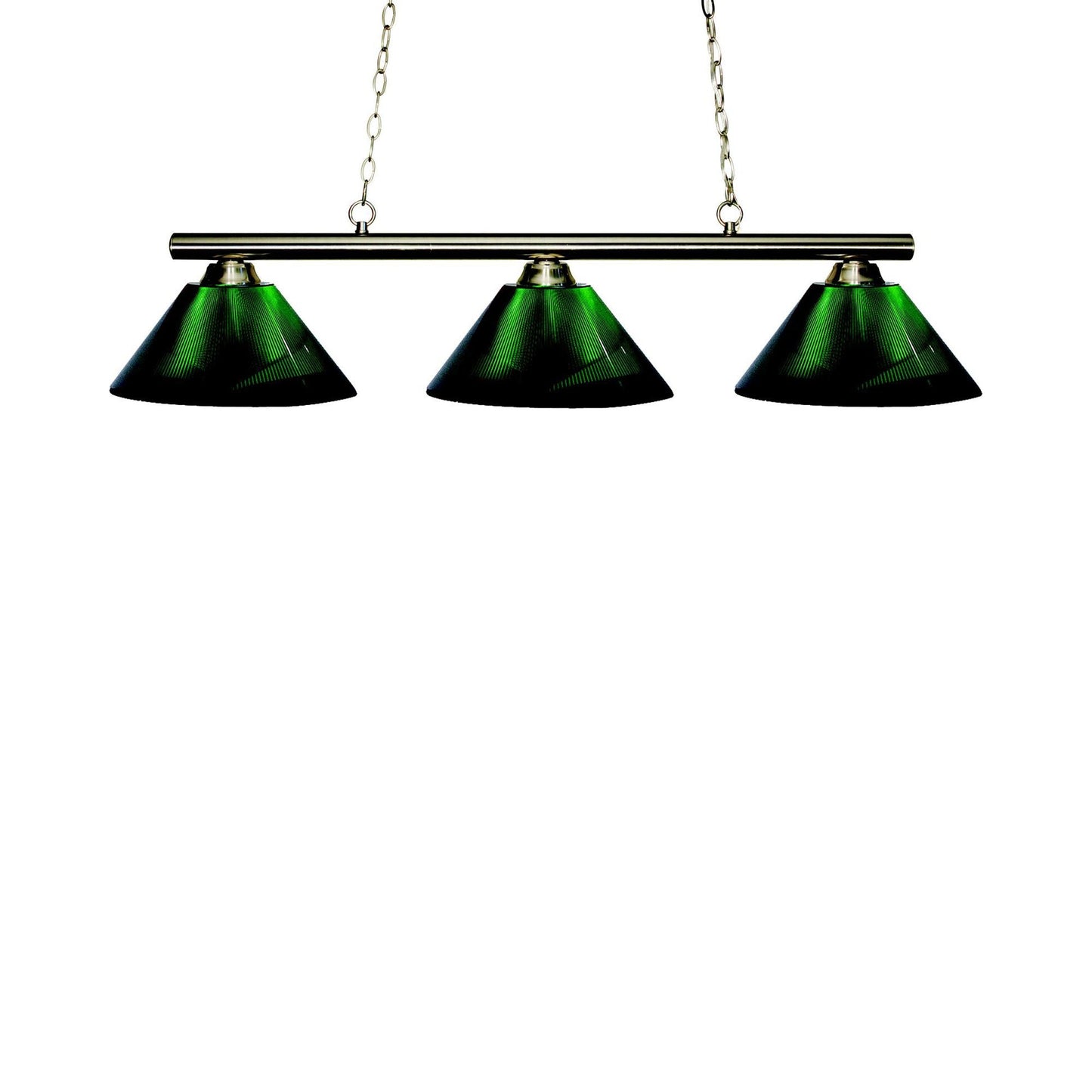 Sharp Shooter Billiard Pendant Light in Brushed Nickel/Green  (3-Light).