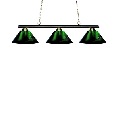 Sharp Shooter Billiard Pendant Light in Brushed Nickel/Green  (3-Light).
