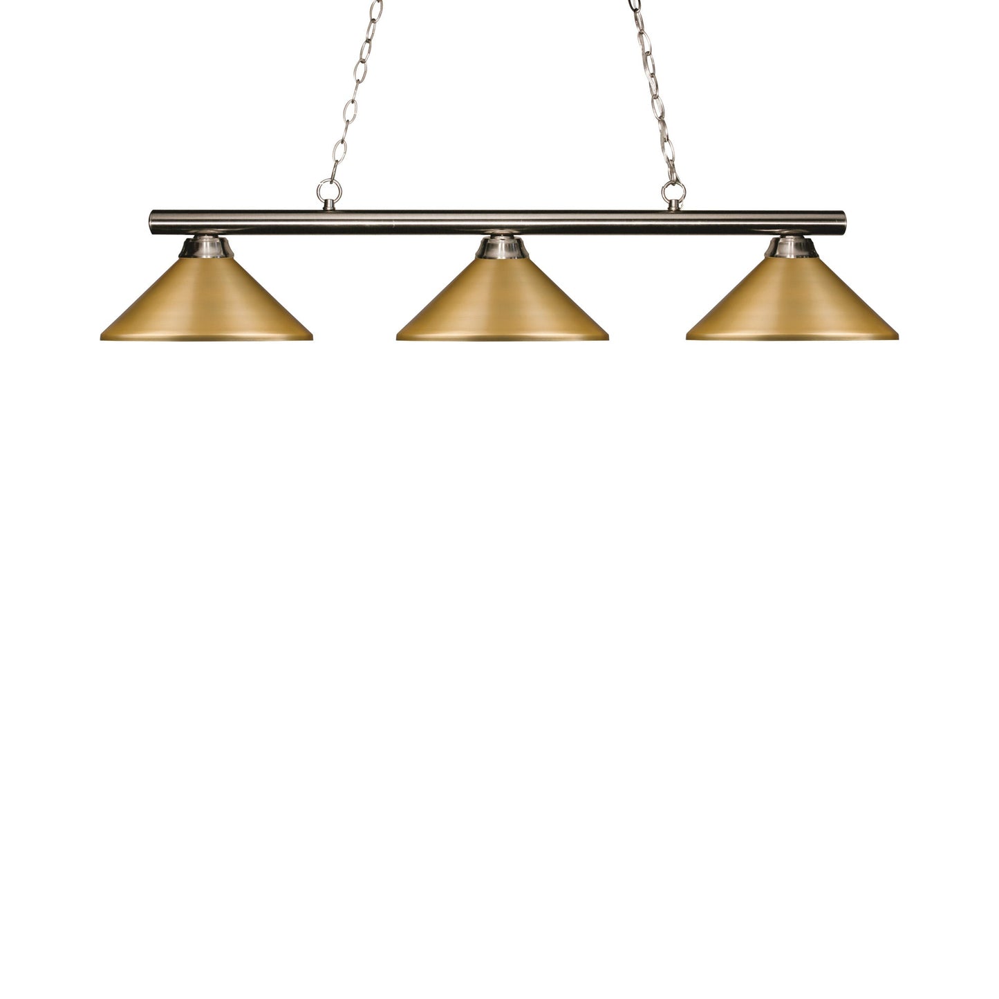 Sharp Shooter Billiard Pendant Light in Brushed Nickel/Satin Gold (3-Light).
