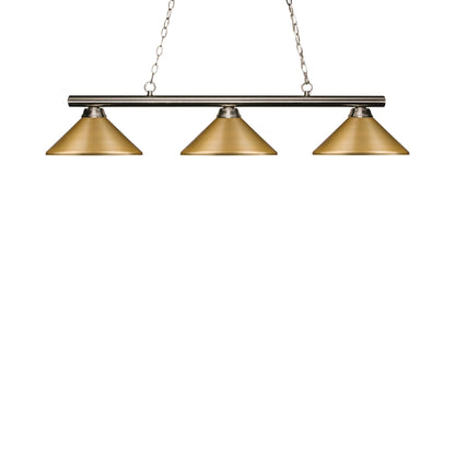 Sharp Shooter Billiard Pendant Light in Brushed Nickel/Satin Gold (3-Light).