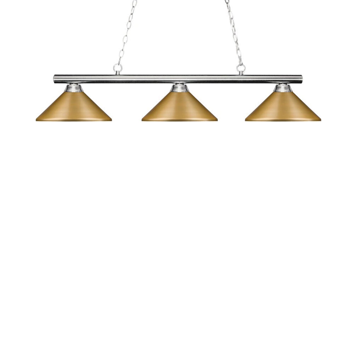Sharp Shooter Billiard Pendant Light in Chrome/Satin Gold (3-Light).