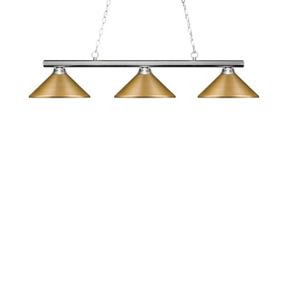 Sharp Shooter Billiard Pendant Light in Chrome/Satin Gold (3-Light).