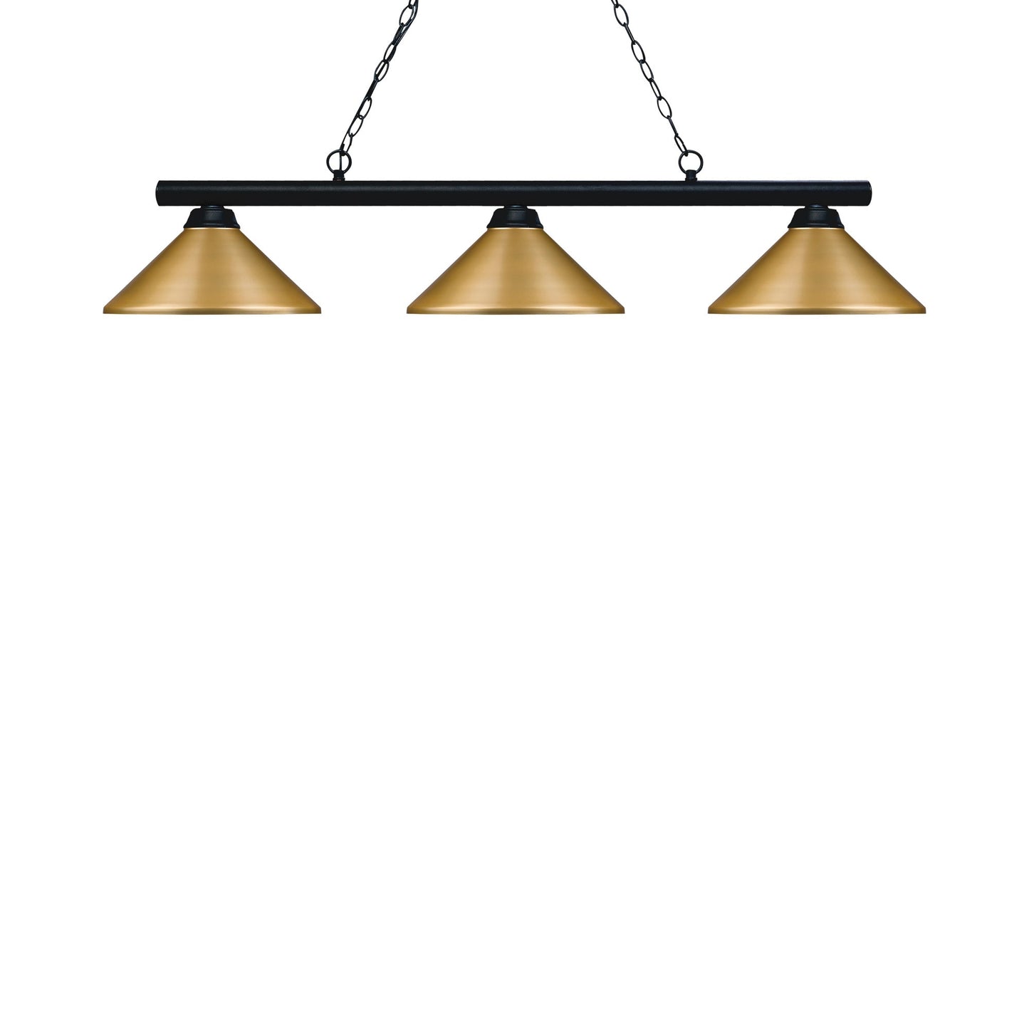 Sharp Shooter Billiard Pendant Light in Matte Black/Satin Gold (3-Light).