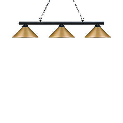 Sharp Shooter Billiard Pendant Light in Matte Black/Satin Gold (3-Light).