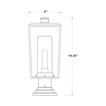 Sheridan 533PM Outdoor Pier Mount Light - line drawing.
