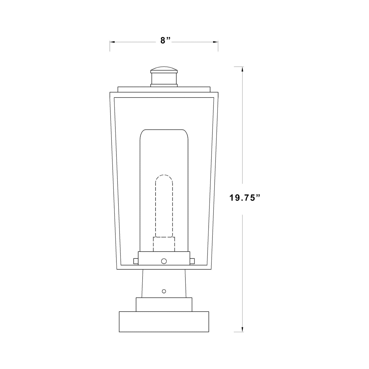 Sheridan Outdoor Pier Mount Light - line drawing.