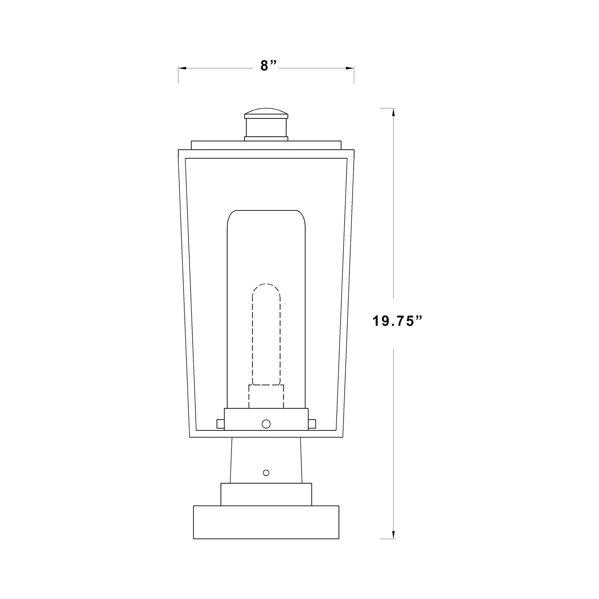 Sheridan Outdoor Pier Mount Light - line drawing.