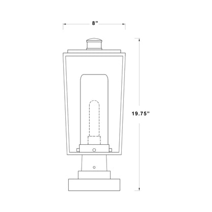 Sheridan Outdoor Pier Mount Light - line drawing.