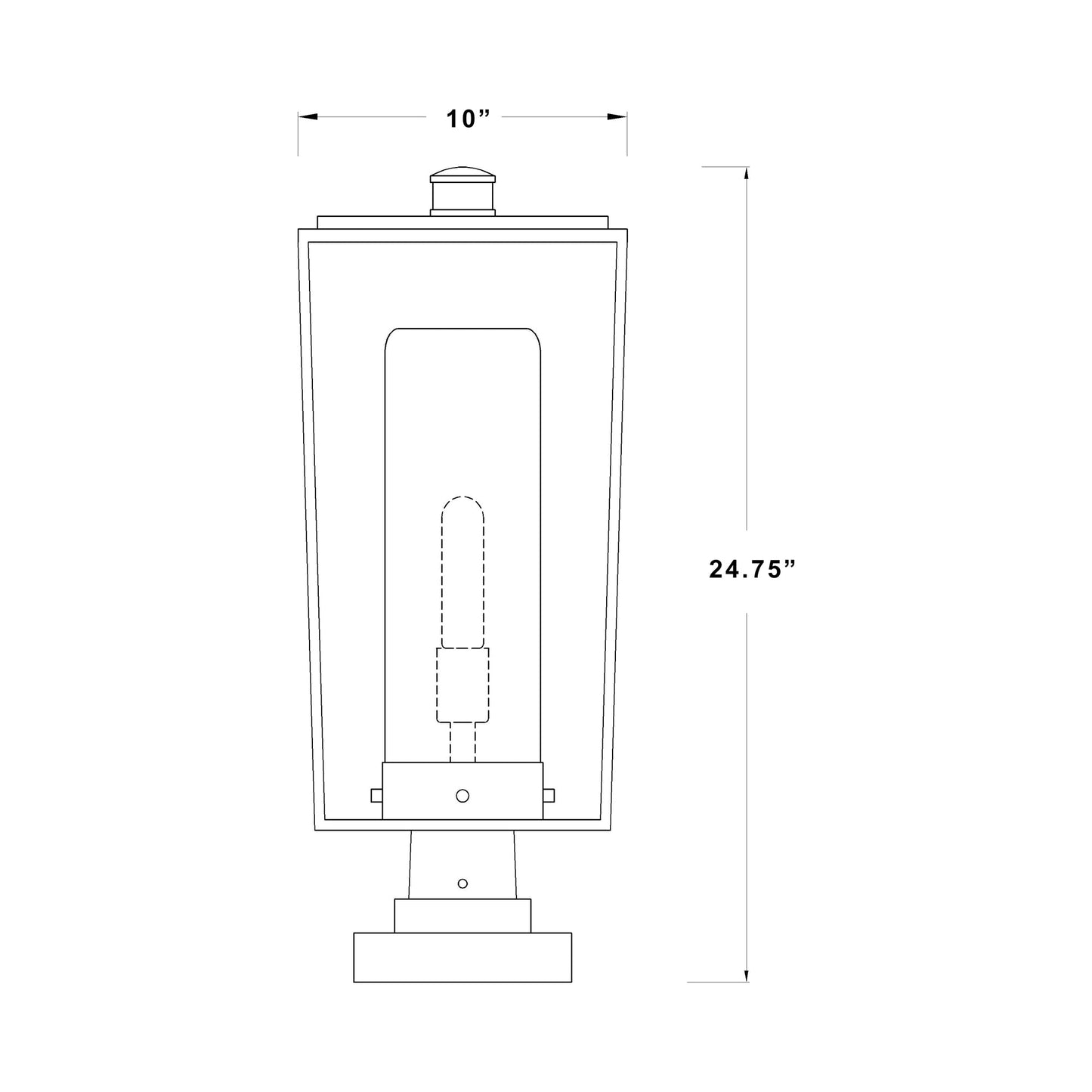 Sheridan Outdoor Pier Mount Light - line drawing.
