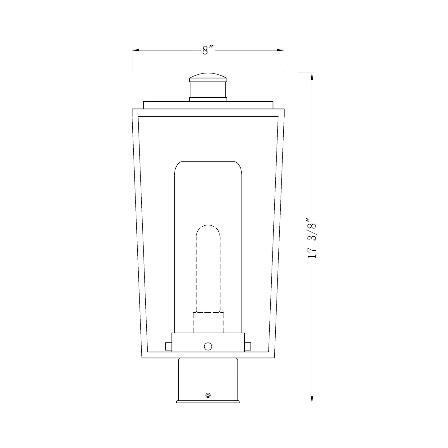Sheridan Outdoor Post Light - line drawing.