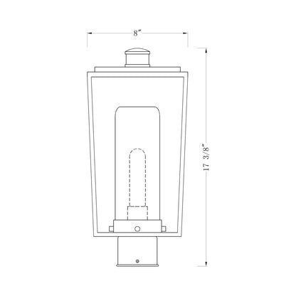 Sheridan Outdoor Post Light - line drawing.