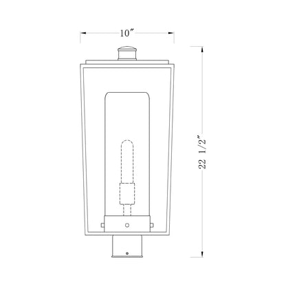 Sheridan Outdoor Post Light - line drawing.