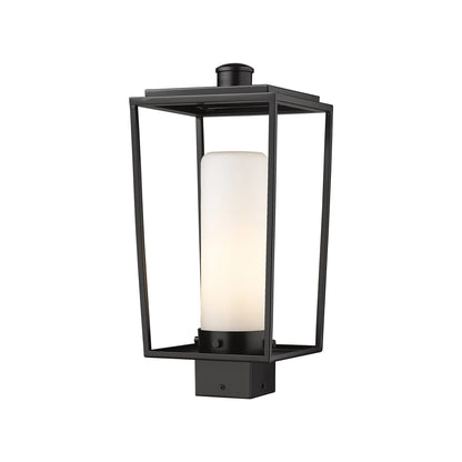 Sheridan Outdoor Square Post Light in White Opal (17.13-Inch).