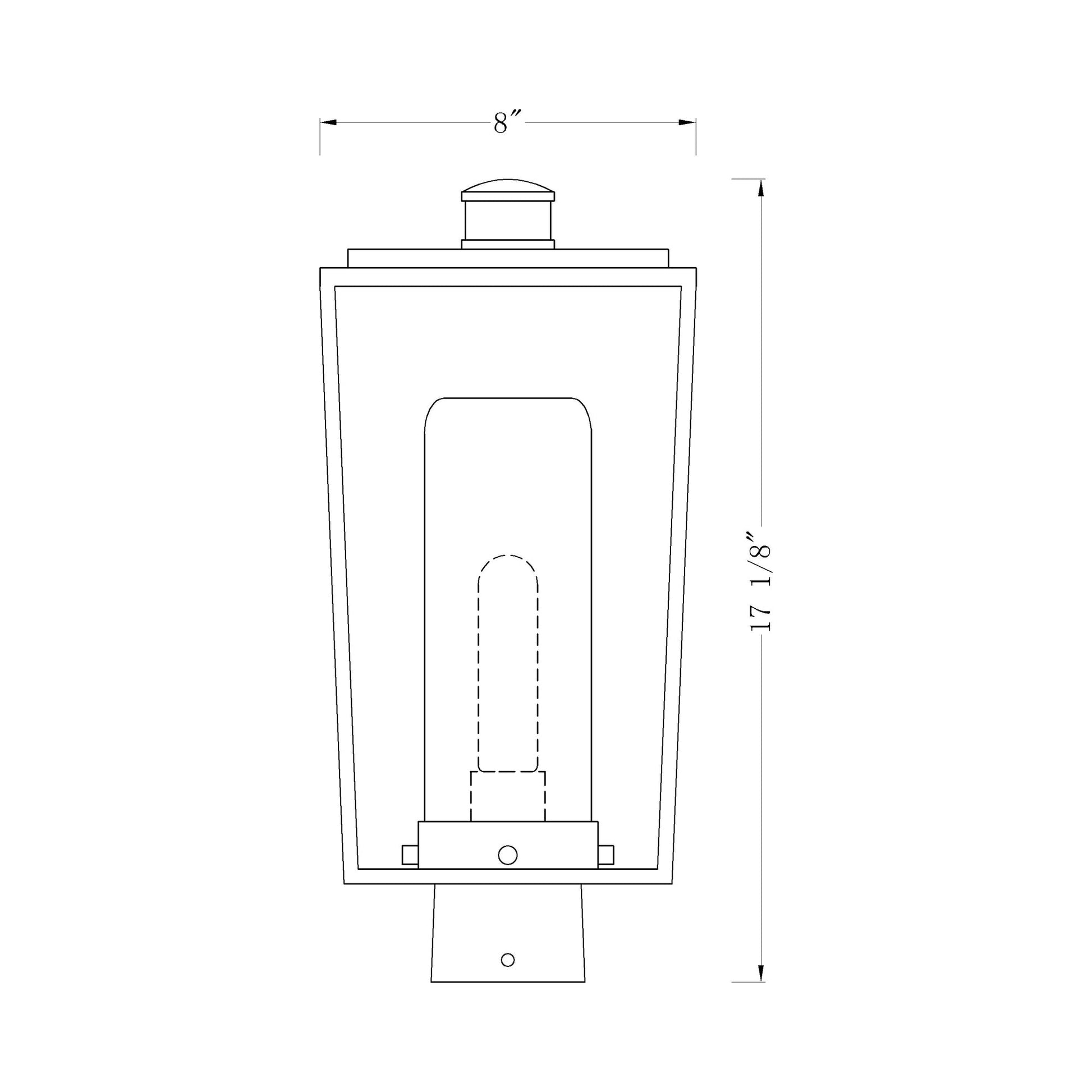 Sheridan Outdoor Square Post Light - line drawing.