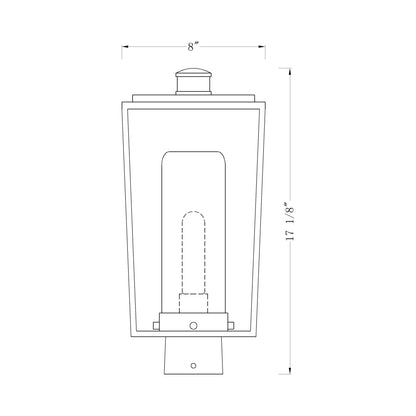 Sheridan Outdoor Square Post Light - line drawing.