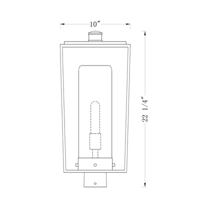 Sheridan Outdoor Square Post Light - line drawing.