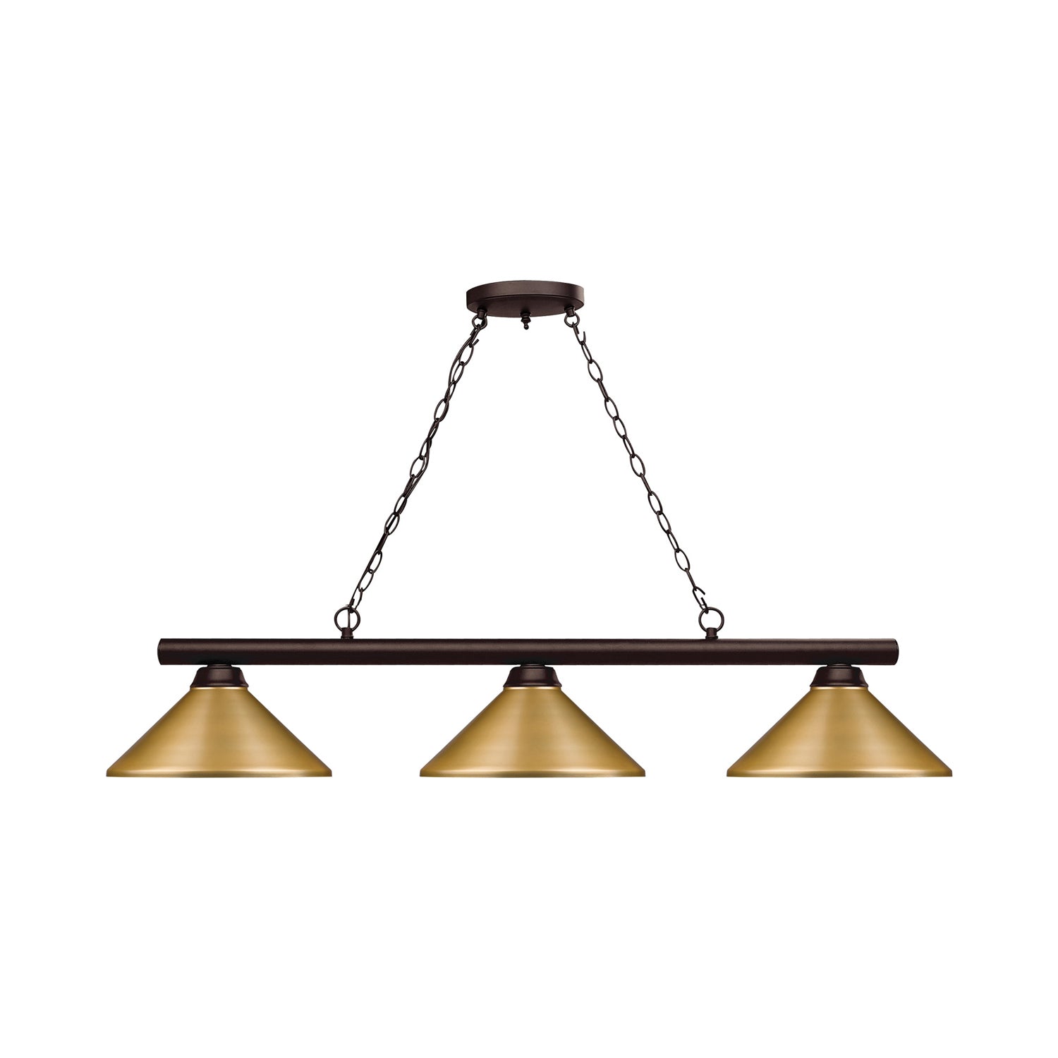 Shooter Cone Billiard Pendant Light in Satin Gold.