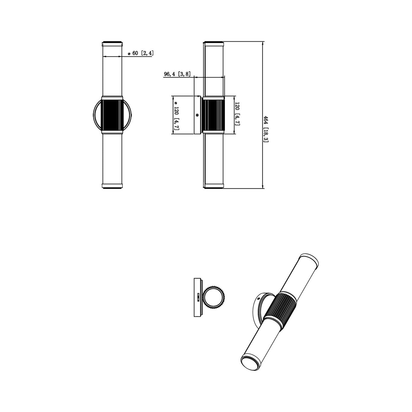 Solange LED Bath Vanity Light - line drawing.