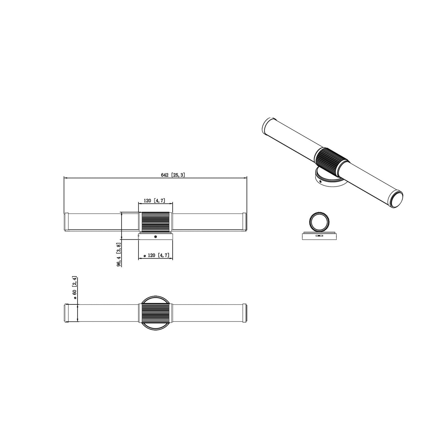 Solange LED Bath Vanity Light - line drawing.