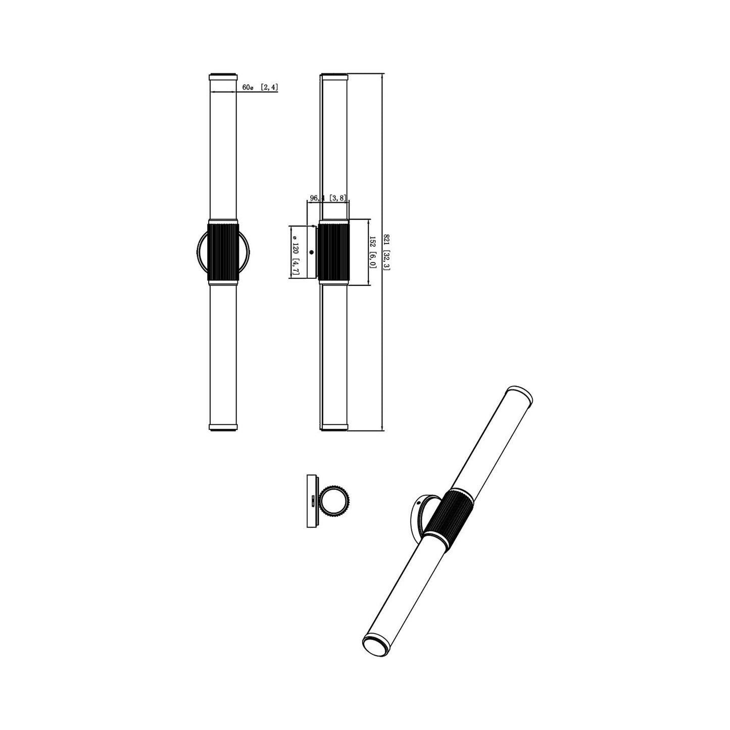 Solange LED Bath Vanity Light - line drawing.