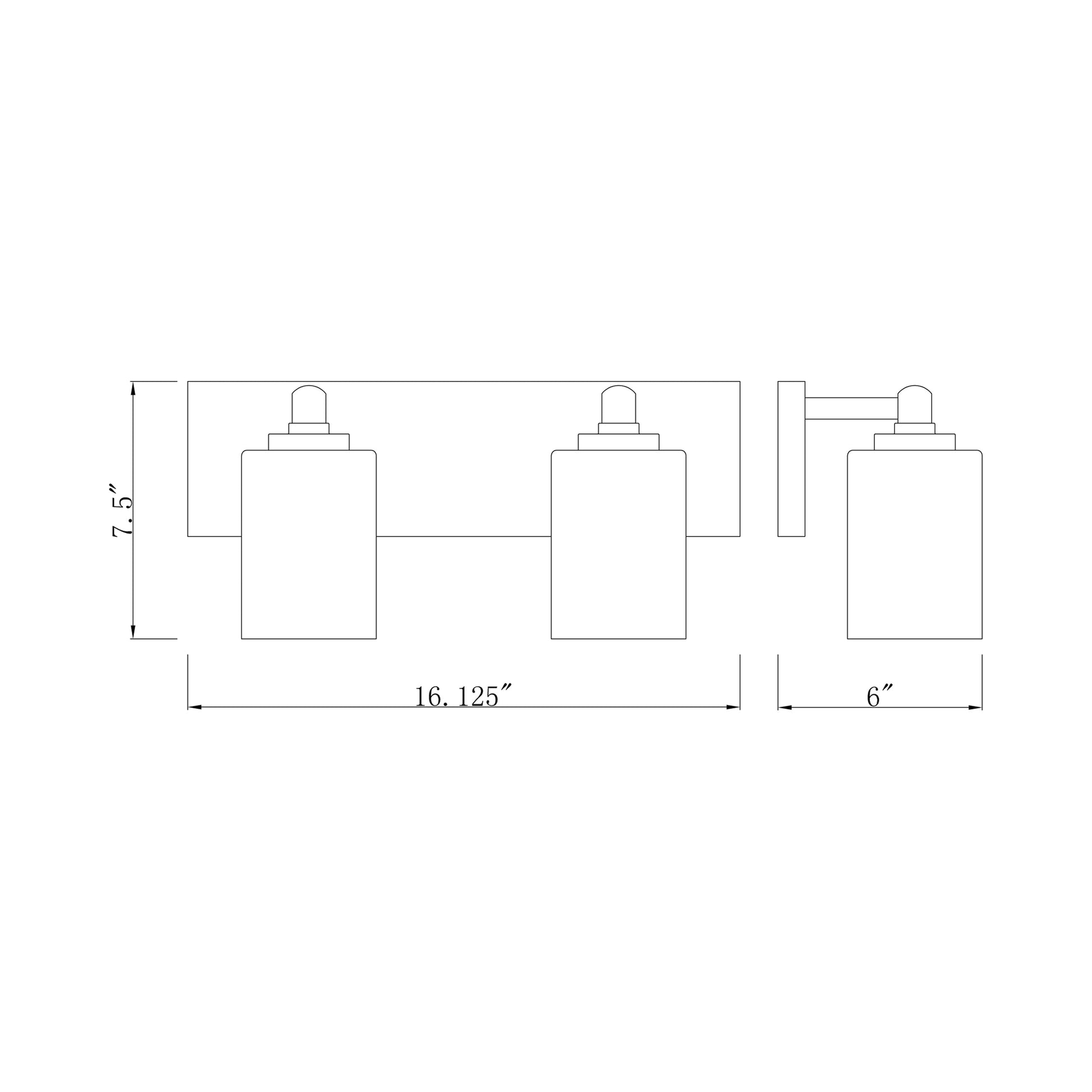 Soledad Bath Vanity Light - line drawing.