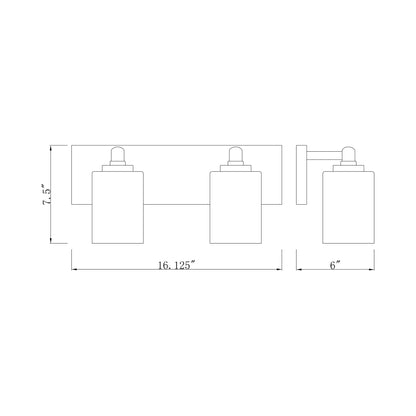 Soledad Bath Vanity Light - line drawing.