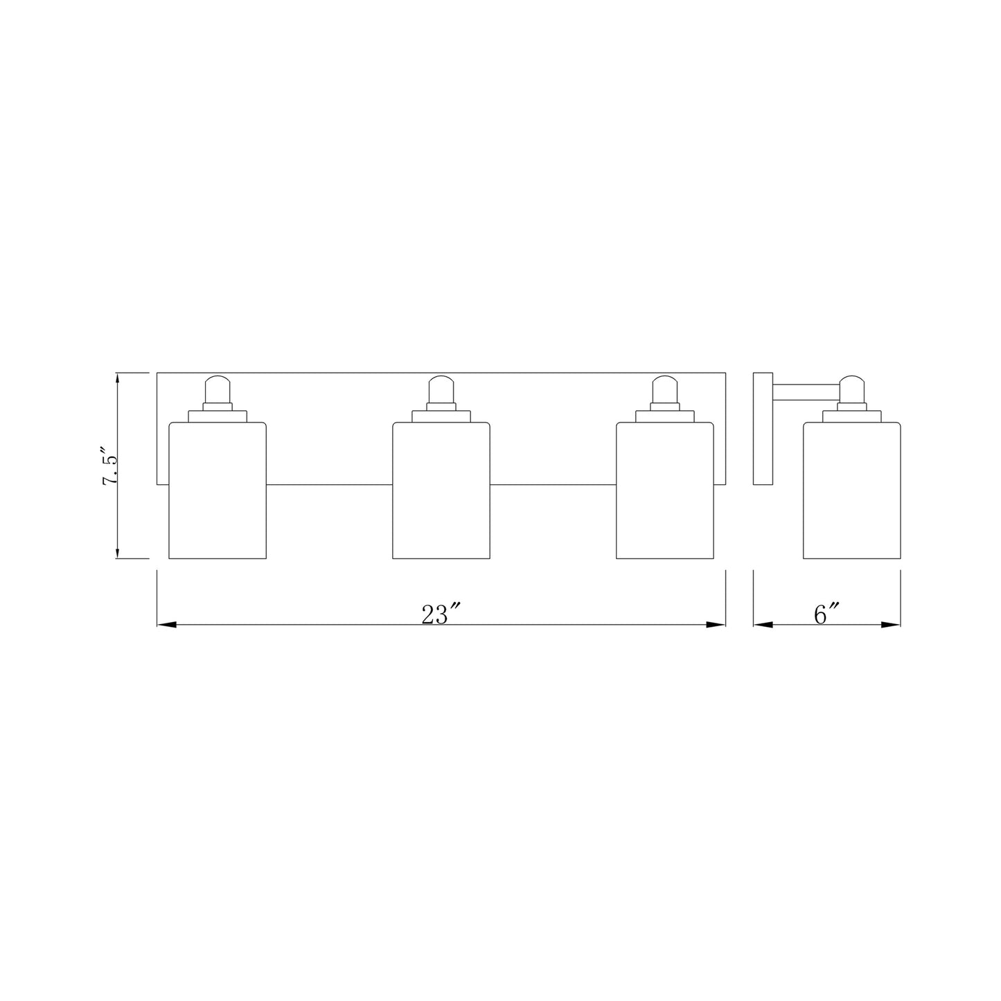 Soledad Bath Vanity Light - line drawing.