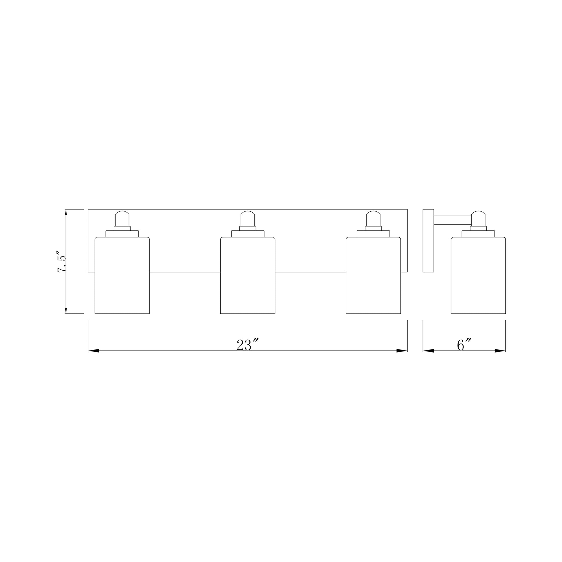 Soledad Bath Vanity Light - line drawing.