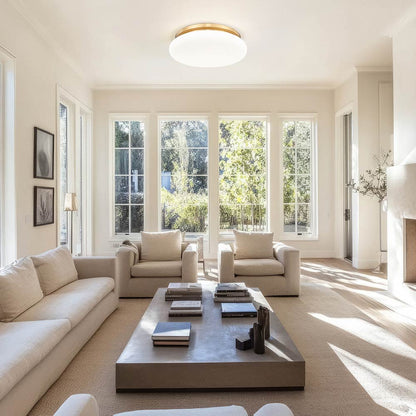 Soleil LED Flush Mount Ceiling Light in living room.