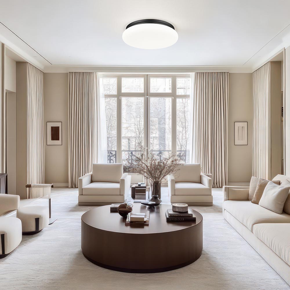 Soleil LED Flush Mount Ceiling Light in living room.