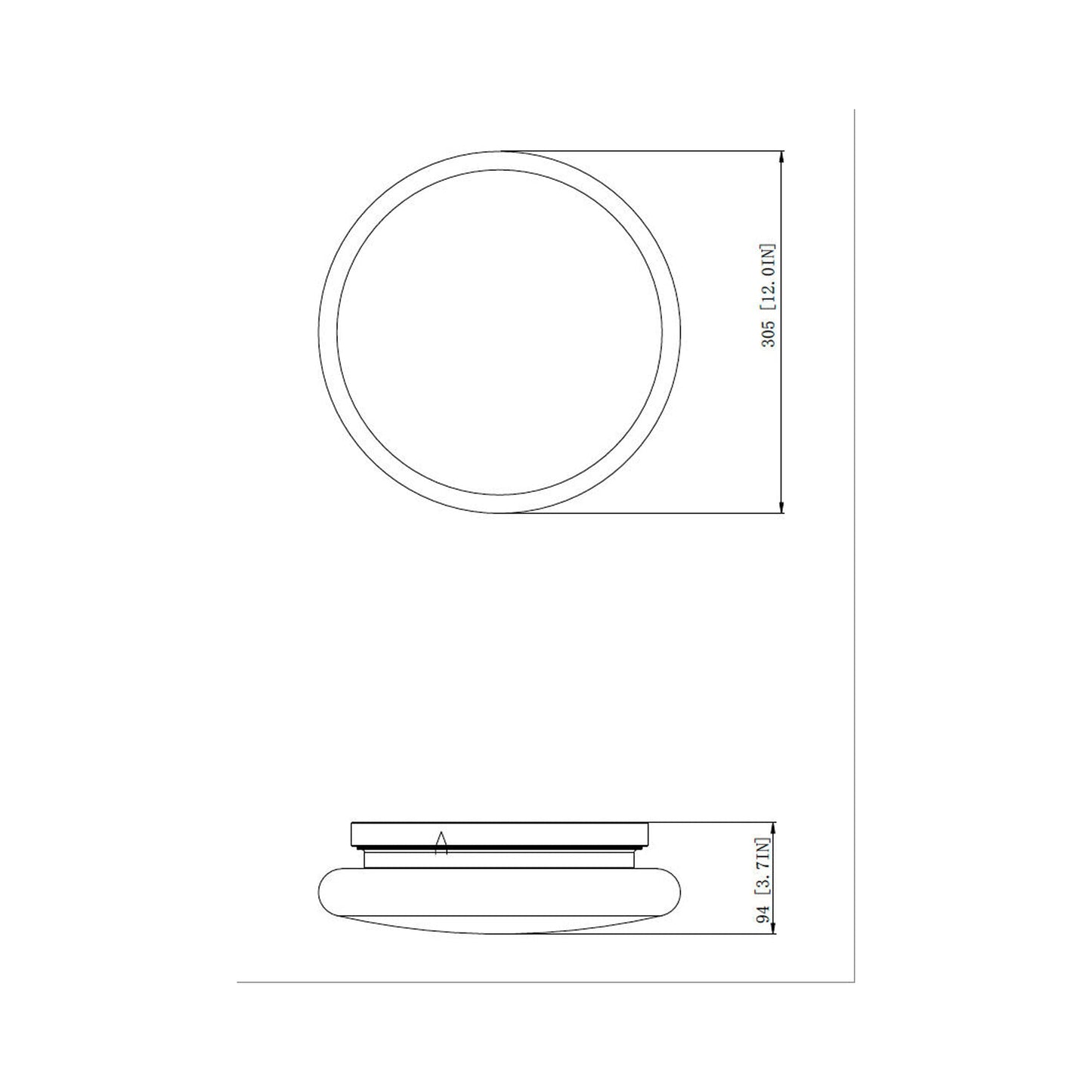 Soleil LED Flush Mount Ceiling Light - line drawing.