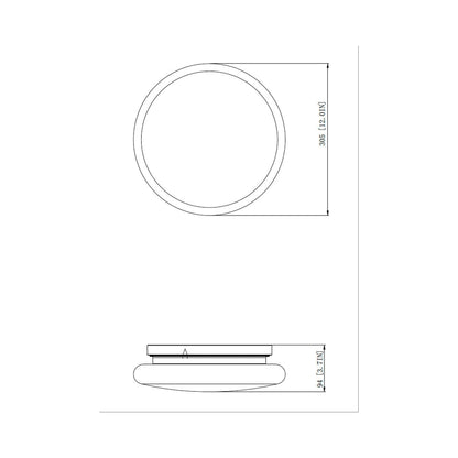 Soleil LED Flush Mount Ceiling Light - line drawing.