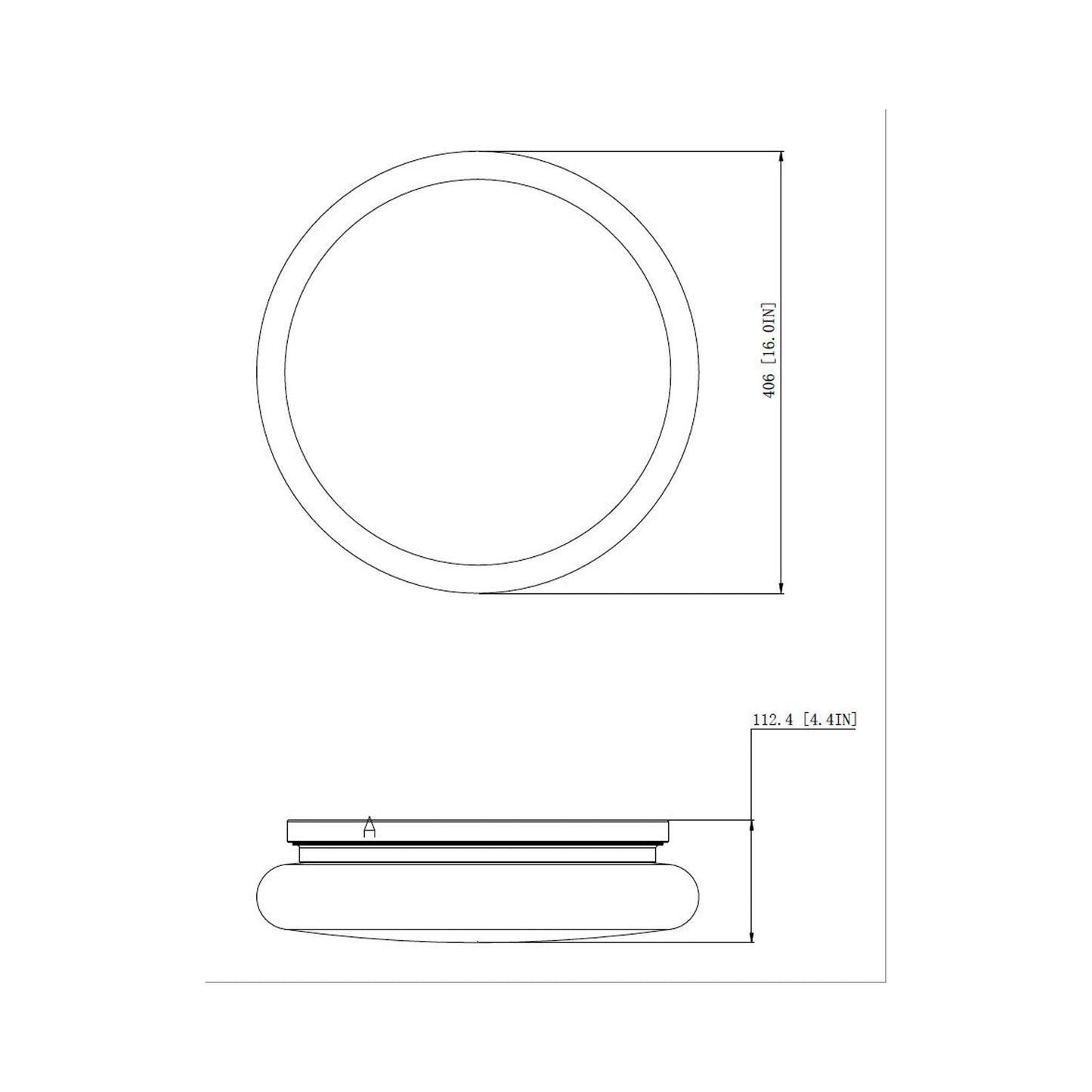 Soleil LED Flush Mount Ceiling Light - line drawing.