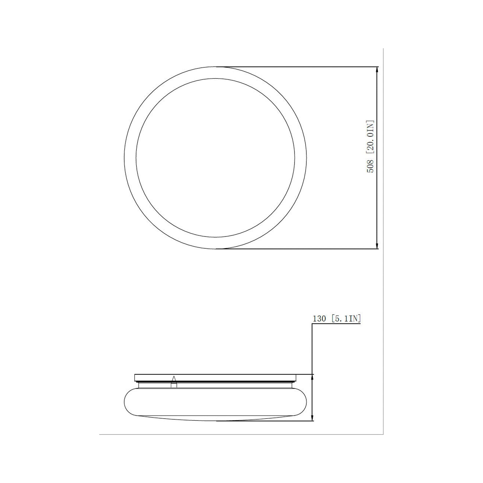 Soleil LED Flush Mount Ceiling Light - line drawing.