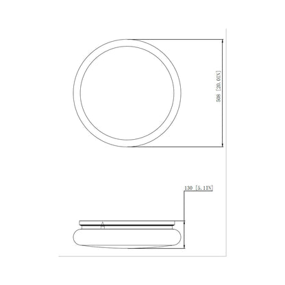 Soleil LED Flush Mount Ceiling Light - line drawing.