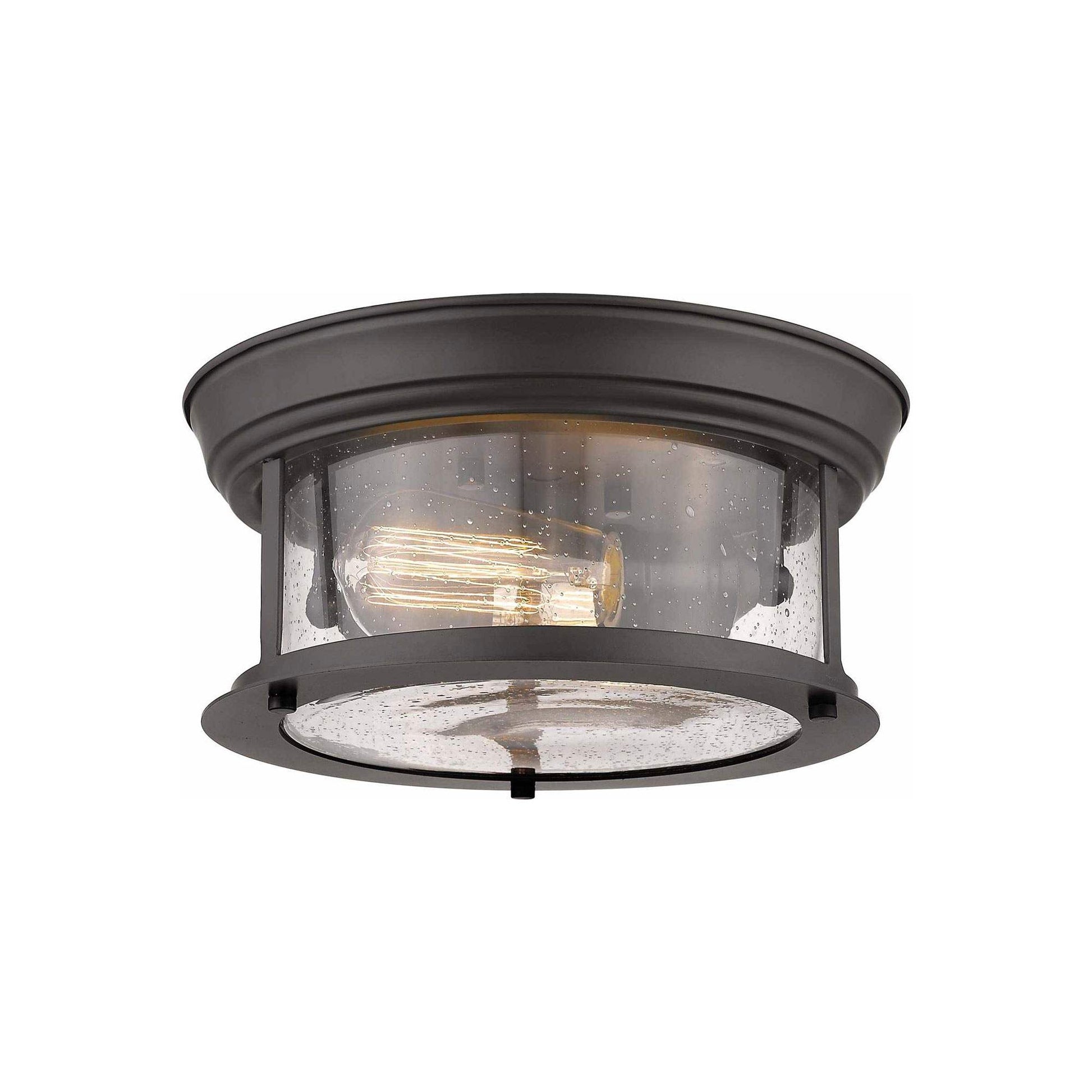 Sonna Flush Mount Ceiling Light in Bronze (11-Inch/Clear Seedy).