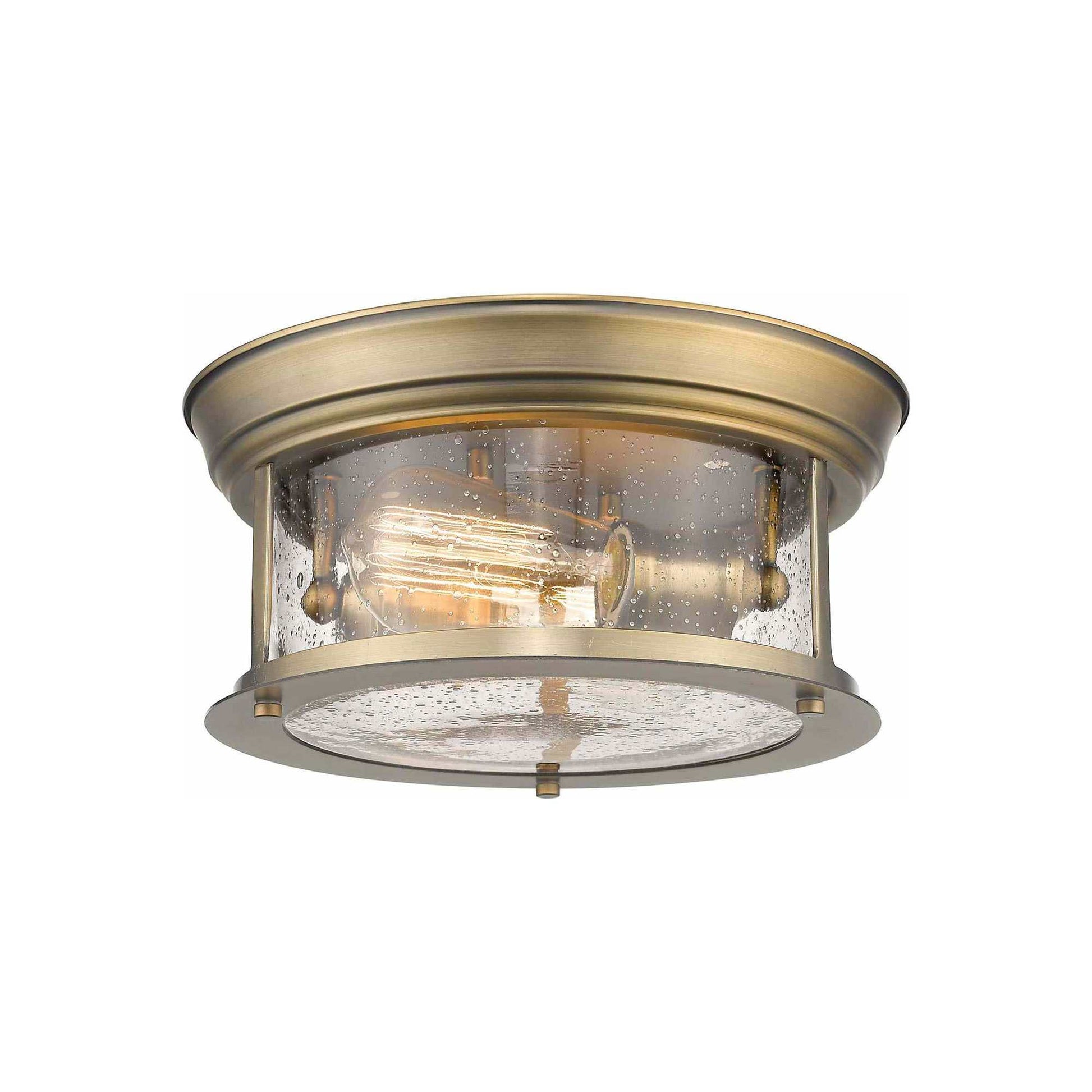 Sonna Flush Mount Ceiling Light in Heritage Brass (11-Inch/Clear Seedy).