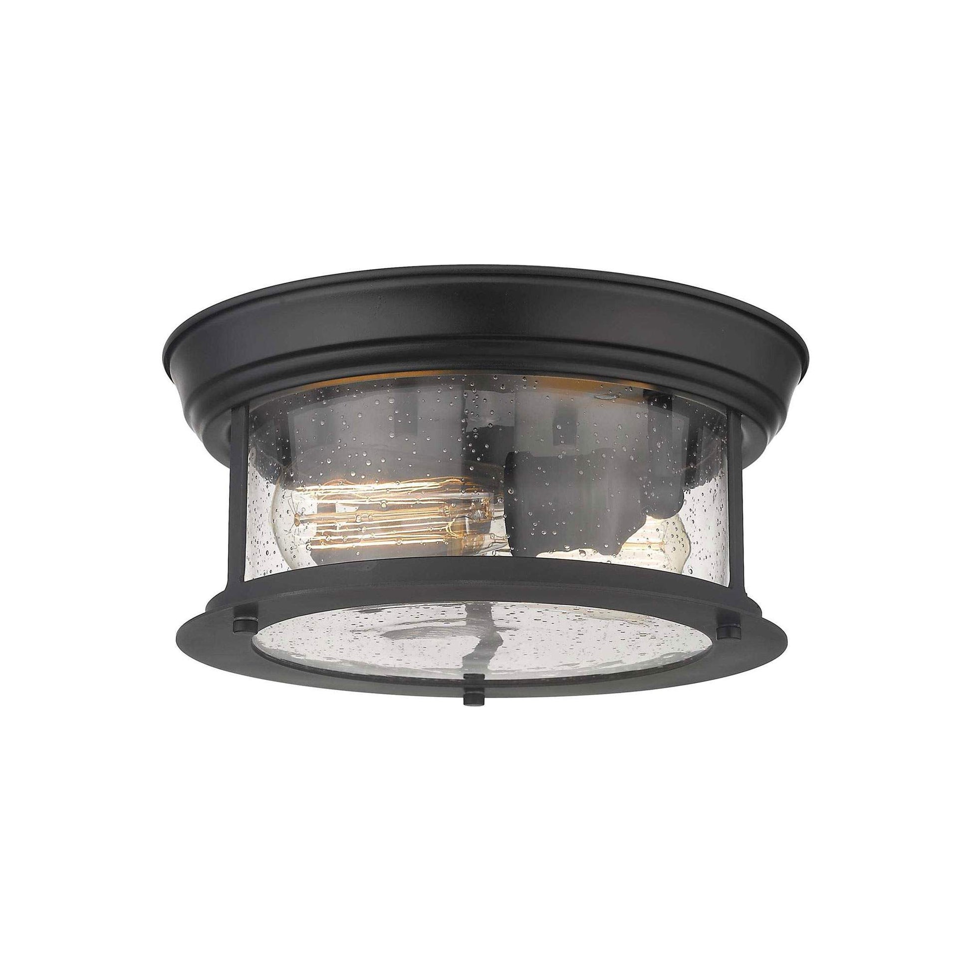 Sonna Flush Mount Ceiling Light in Matte Black (11-Inch/Clear Seedy).