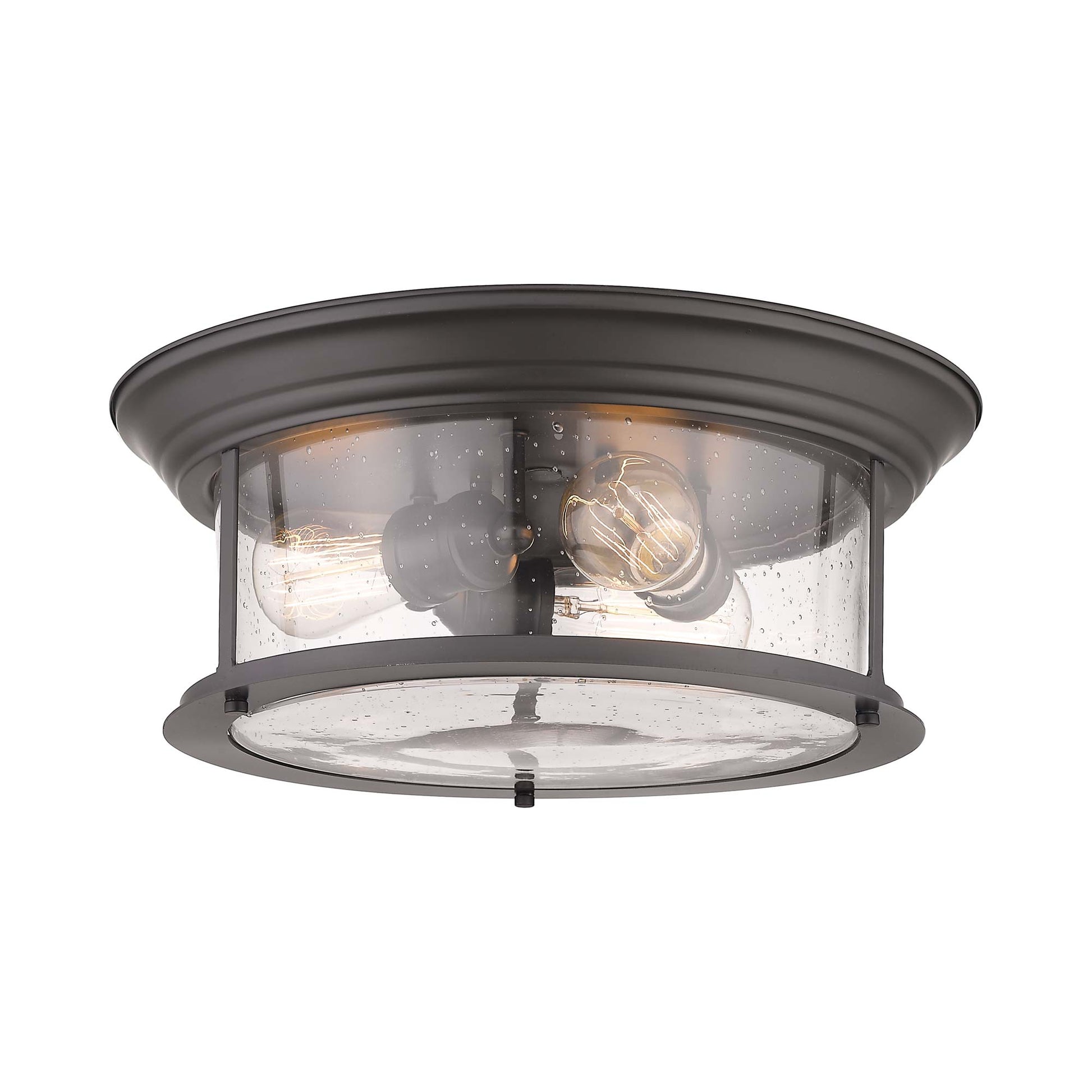 Sonna Flush Mount Ceiling Light in Bronze (15.5-Inch/Clear Seedy).